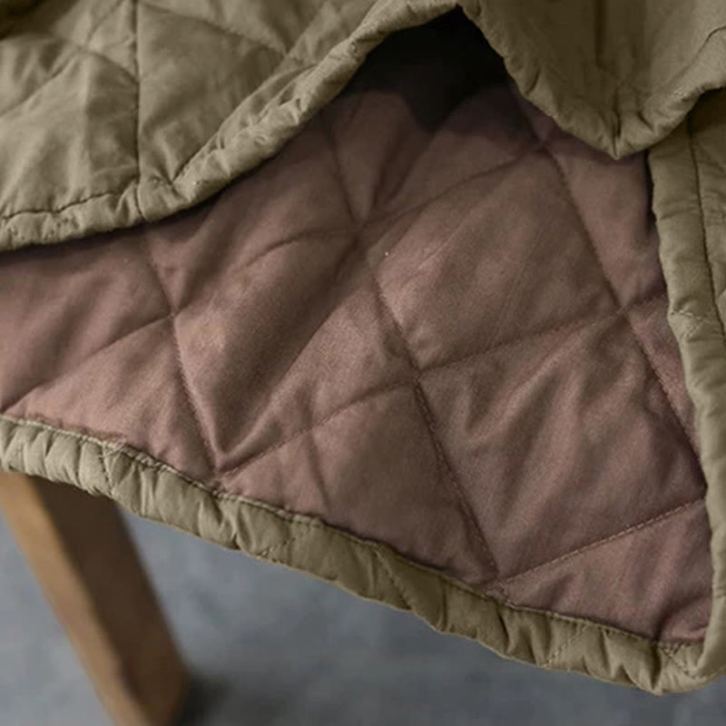 Buddha Stones Damen-Baumwollrock, schlicht, wattiert, Thermorock, Länge 7-8, mit Taschen - image 8