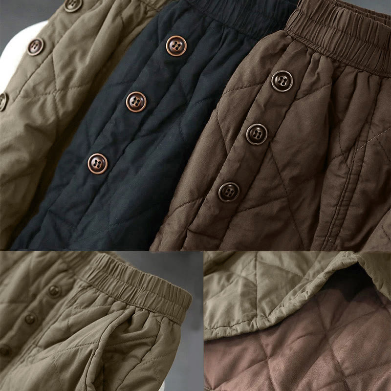 Buddha Stones Damen-Baumwollrock, schlicht, wattiert, Thermorock, Länge 7-8, mit Taschen - image 16