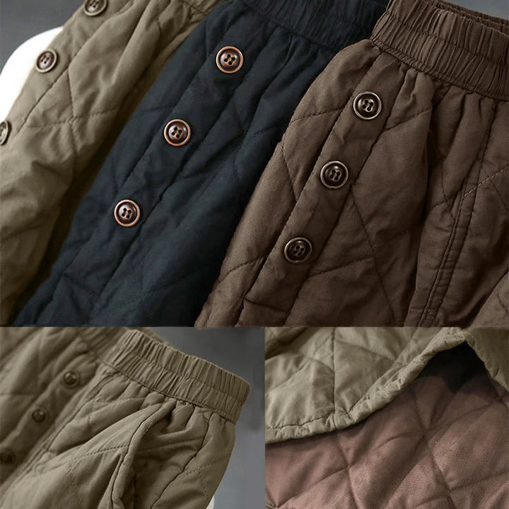 Buddha Stones Damen-Baumwollrock, schlicht, wattiert, Thermorock, Länge 7-8, mit Taschen - image 16