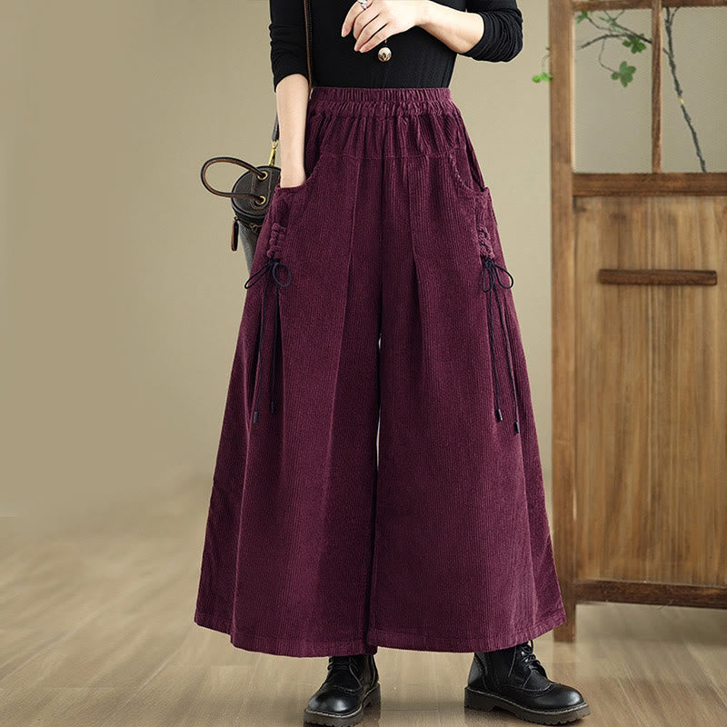 Buddha Stones Damen Cordhose mit weitem Bein, Kordelzug und Taschen, einfarbig - Dunkelmagenta - US 8-10, UK/AU 12-14, EU 40-42 (2XL) - image 0