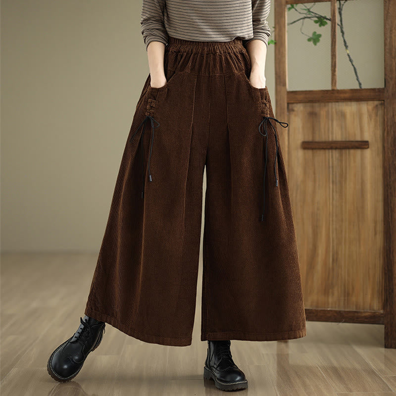 Buddha Stones Damen Cordhose mit weitem Bein, Kordelzug und Taschen, einfarbig - Sattelbraun - US 8-10, UK/AU 12-14, EU 40-42 (2XL) - image 16