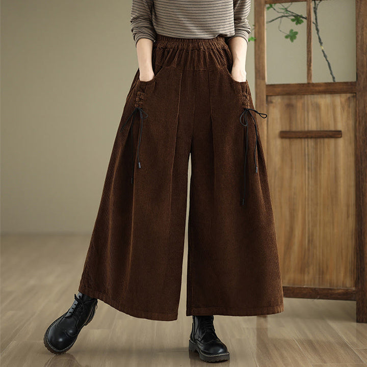 Buddha Stones Damen Cordhose mit weitem Bein, Kordelzug und Taschen, einfarbig - Sattelbraun - US 8-10, UK/AU 12-14, EU 40-42 (2XL) - image 16