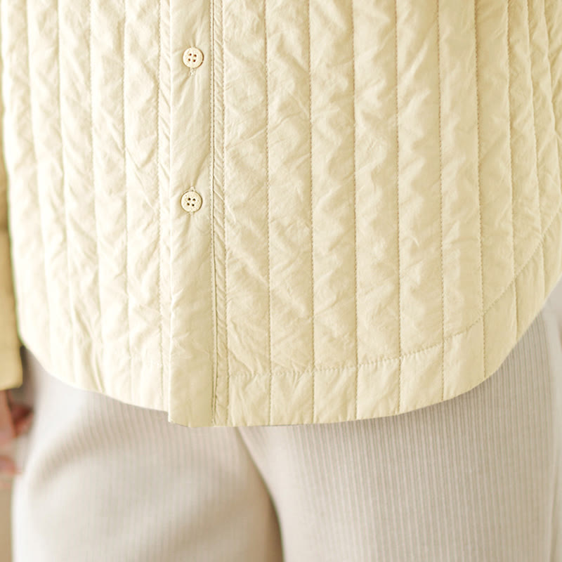 Buddha Stones Damen-Thermojacke aus Baumwolle mit Stehkragen, schlichtem Design, langen Ärmeln und Tasche - image 15