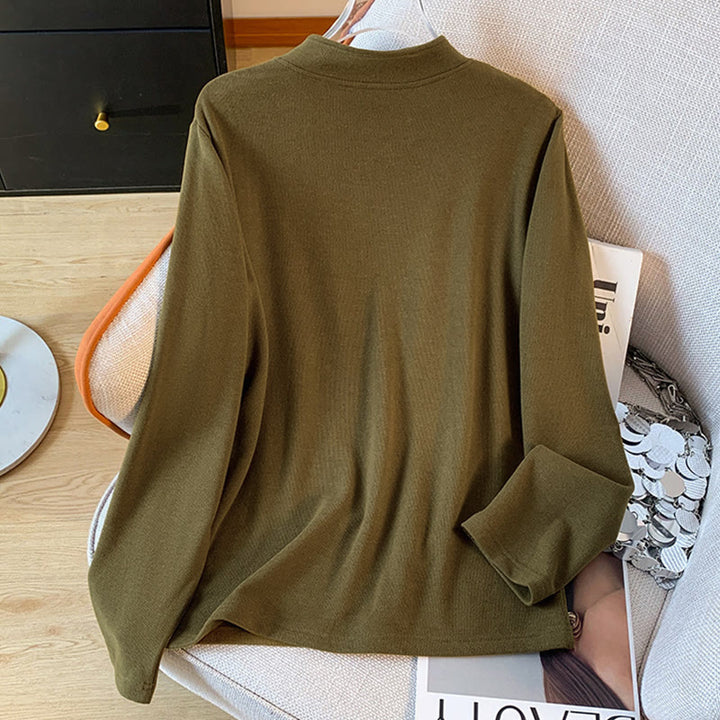 Buddha Stones Frühlings-Baumwollhemd, einfarbig, Stehkragen, Froschknopf-Design, langärmlig - image 15