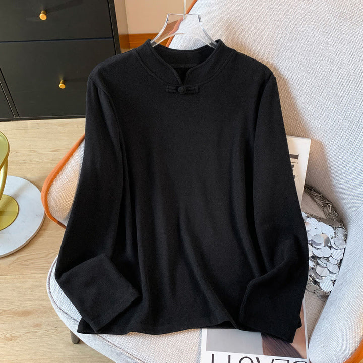 Buddha Stones Frühlings-Baumwollhemd, einfarbig, Stehkragen, Froschknopf-Design, langärmlig - Schwarz - US 8-10, UK/AU 12-14, EU 40-42 (2XL) - image 24