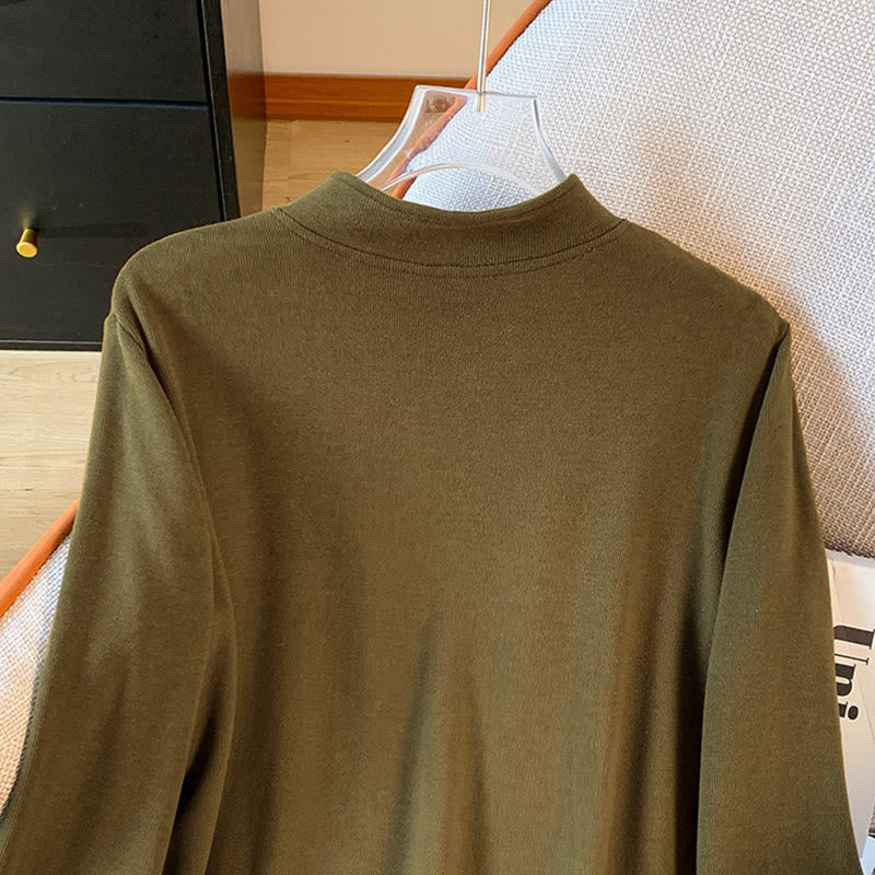 Buddha Stones Frühlings-Baumwollhemd, einfarbig, Stehkragen, Froschknopf-Design, langärmlig - image 17