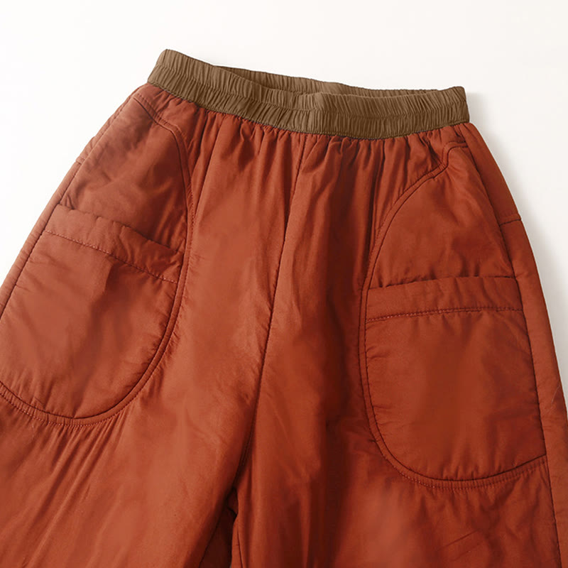 Buddha Stones Damen Winter Haremshose, schlicht, mit elastischem Bund, dicker Verarbeitung und Taschen - image 7