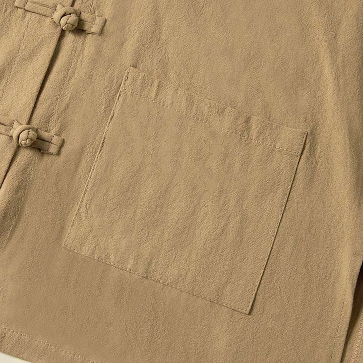 Buddha Stones Ethnic Frog-Button Langarm-Stehkragen Damen-Baumwollhemd mit Taschen - image 3