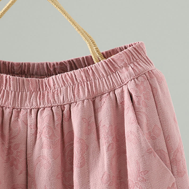 Buddha Stones Jacquard Baumwollgefütterte Damen-Thermohose mit weitem Bein und Taschen - image 7