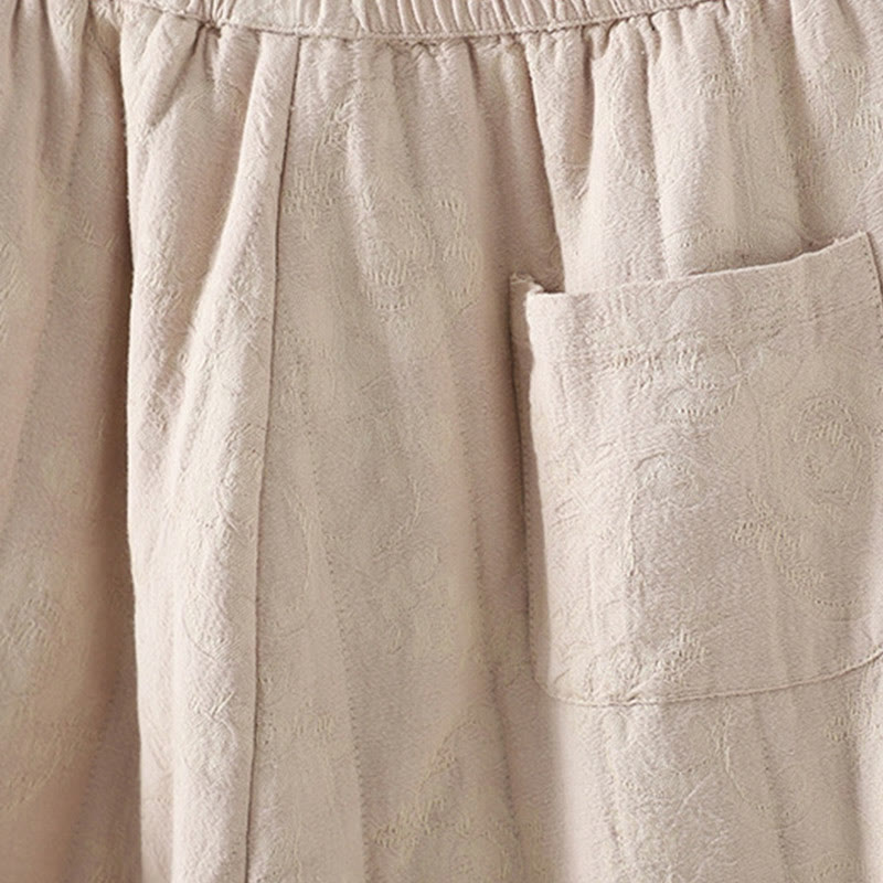 Buddha Stones Jacquard Baumwollgefütterte Damen-Thermohose mit weitem Bein und Taschen - image 15