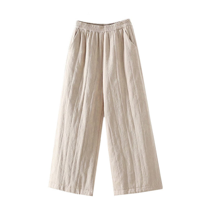 Buddha Stones Jacquard Baumwollgefütterte Damen-Thermohose mit weitem Bein und Taschen - image 19
