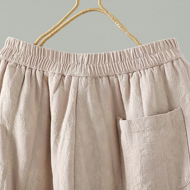 Buddha Stones Jacquard Baumwollgefütterte Damen-Thermohose mit weitem Bein und Taschen - image 13