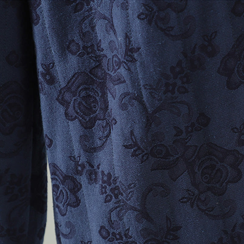 Buddha Stones Jacquard Baumwollgefütterte Damen-Thermohose mit weitem Bein und Taschen - image 3