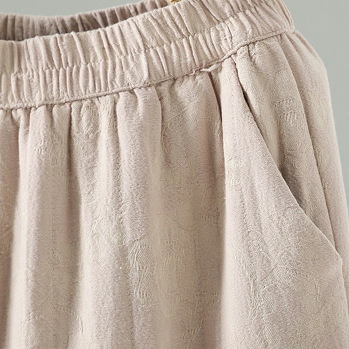 Buddha Stones Jacquard Baumwollgefütterte Damen-Thermohose mit weitem Bein und Taschen - image 14