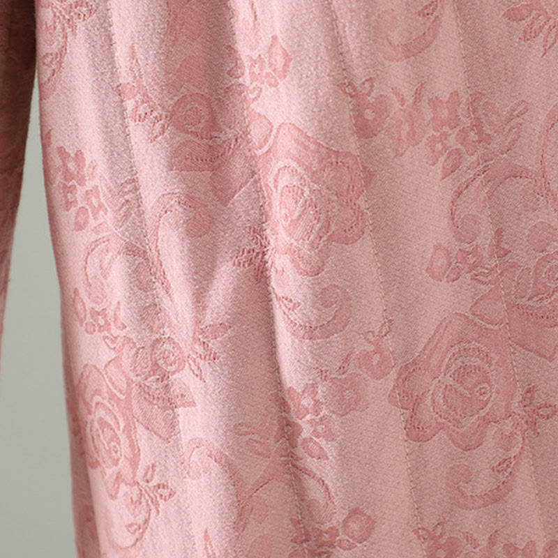 Buddha Stones Jacquard Baumwollgefütterte Damen-Thermohose mit weitem Bein und Taschen - image 8