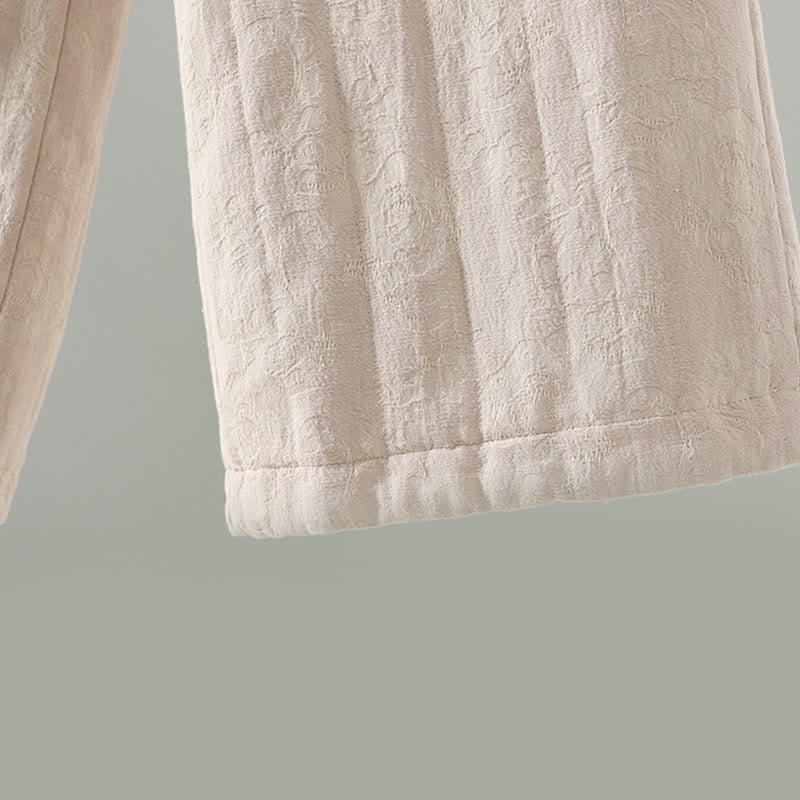 Buddha Stones Jacquard Baumwollgefütterte Damen-Thermohose mit weitem Bein und Taschen - image 18