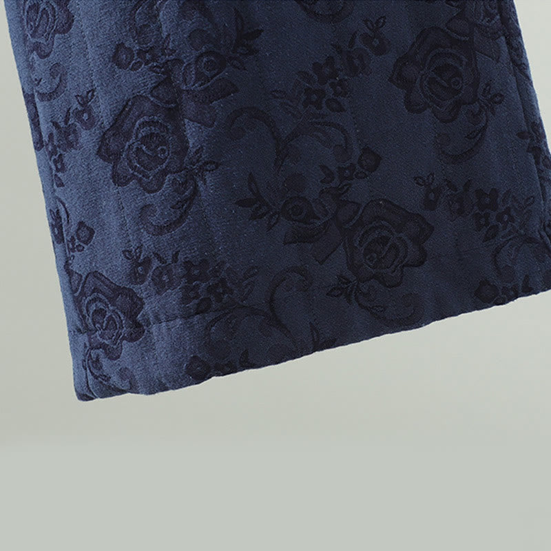 Buddha Stones Jacquard Baumwollgefütterte Damen-Thermohose mit weitem Bein und Taschen - image 4