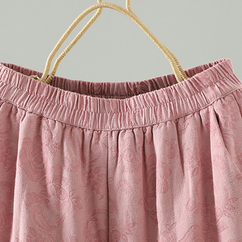 Buddha Stones Jacquard Baumwollgefütterte Damen-Thermohose mit weitem Bein und Taschen - image 6