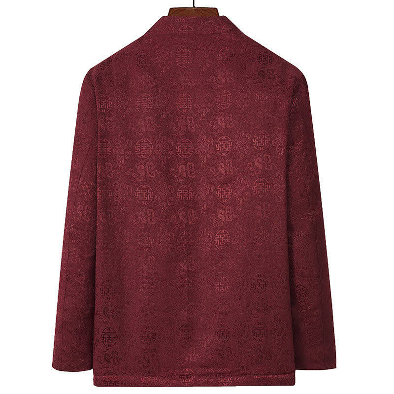 Herren-Tang-Anzugjacke mit Stehkragen, langen Ärmeln und Taschen, verziert mit Buddha Stones -Stickereimuster - image 3
