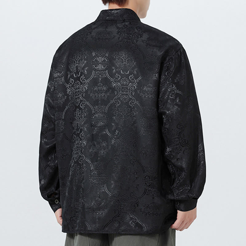Buddha Stones Spring Jacquard Revers Langarm Herren Tang Anzug Froschknopfjacke mit Taschen - image 16
