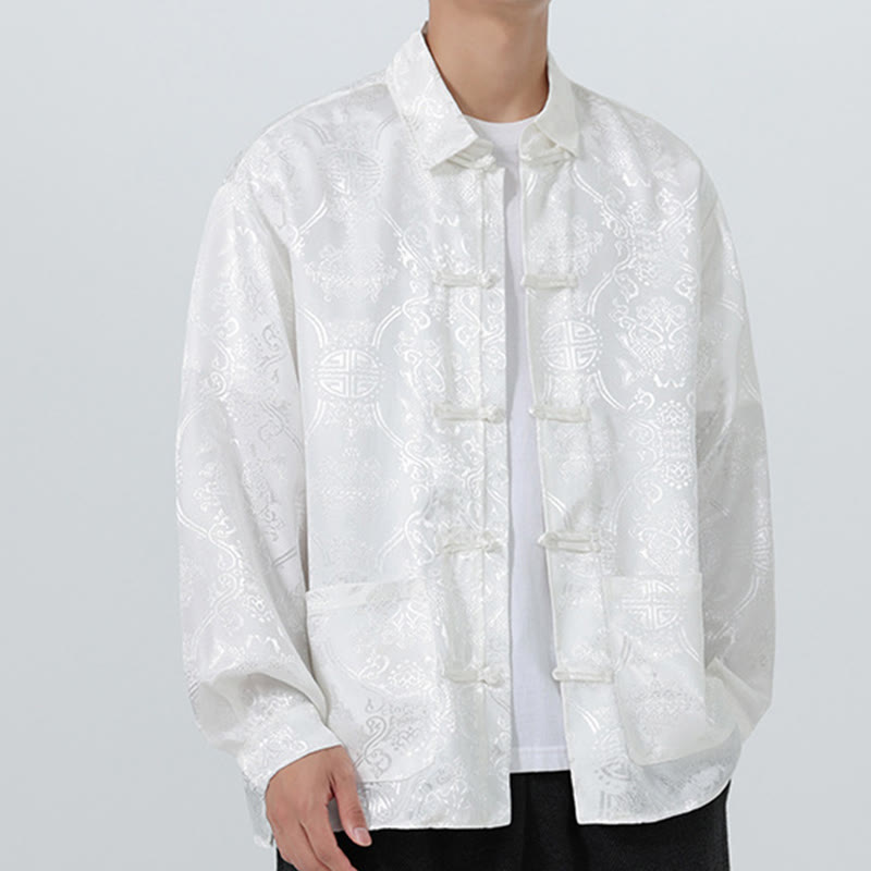 Buddha Stones Spring Jacquard Revers Langarm Herren Tang Anzug Froschknopfjacke mit Taschen - image 26