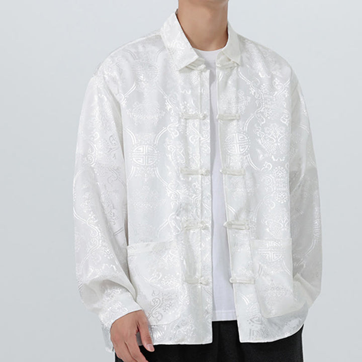 Buddha Stones Spring Jacquard Revers Langarm Herren Tang Anzug Froschknopfjacke mit Taschen - image 26