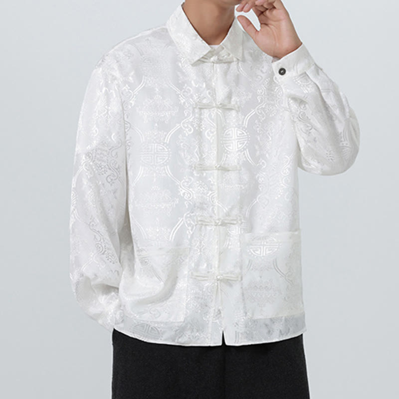 Buddha Stones Spring Jacquard Revers Langarm Herren Tang Anzug Froschknopfjacke mit Taschen - image 25