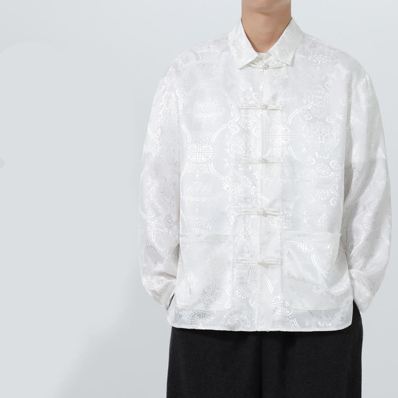 Buddha Stones Spring Jacquard Revers Langarm Herren Tang Anzug Froschknopfjacke mit Taschen - image 20