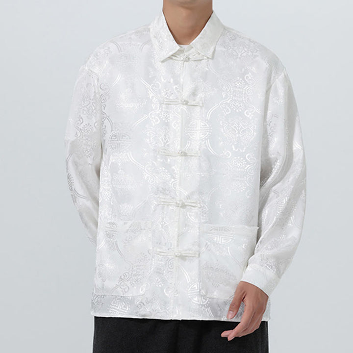 Buddha Stones Spring Jacquard Revers Langarm Herren Tang Anzug Froschknopfjacke mit Taschen - image 23