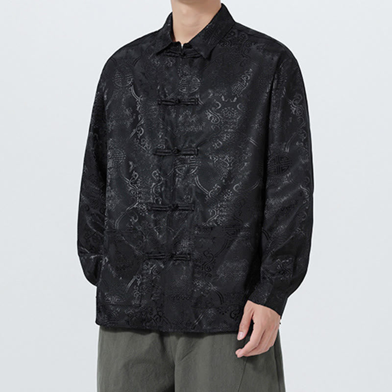 Buddha Stones Spring Jacquard Revers Langarm Herren Tang Anzug Froschknopfjacke mit Taschen - image 15