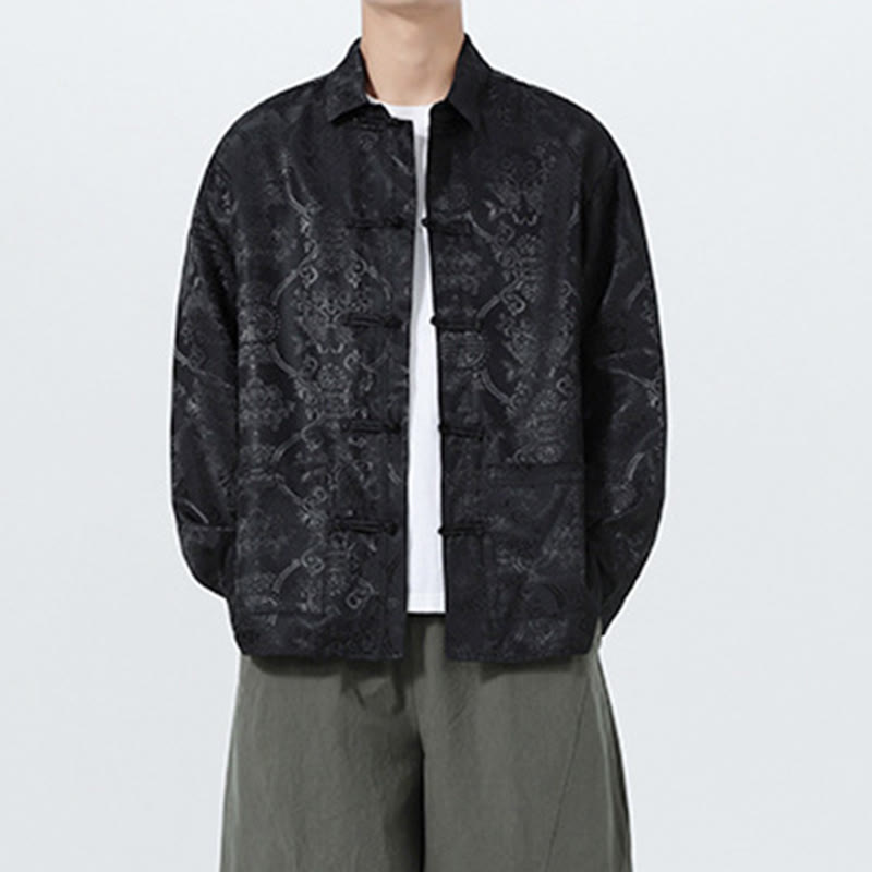 Buddha Stones Spring Jacquard Revers Langarm Herren Tang Anzug Froschknopfjacke mit Taschen - image 18