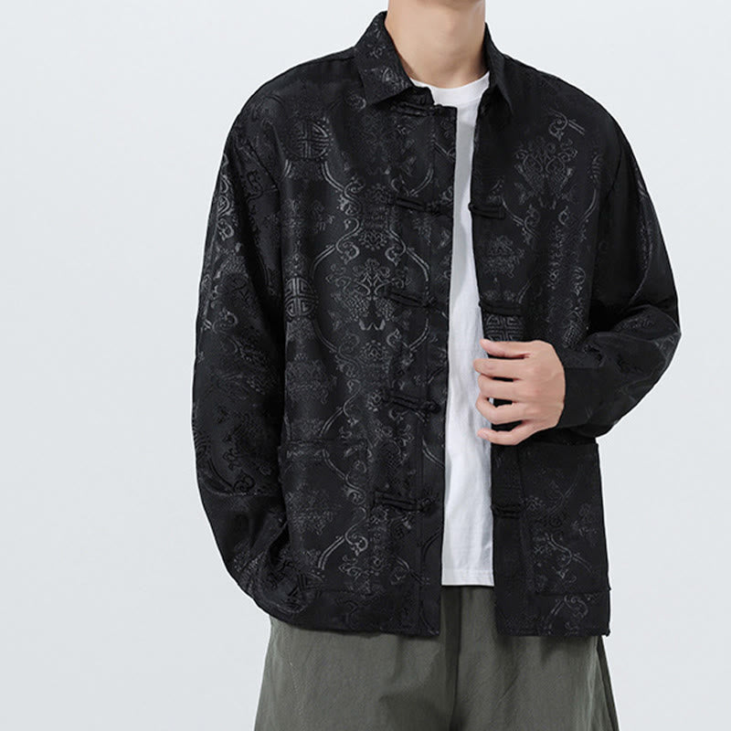 Buddha Stones Spring Jacquard Revers Langarm Herren Tang Anzug Froschknopfjacke mit Taschen - image 17
