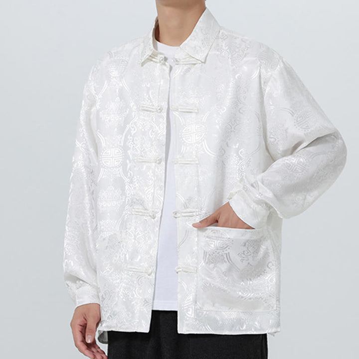 Buddha Stones Spring Jacquard Revers Langarm Herren Tang Anzug Froschknopfjacke mit Taschen - image 24