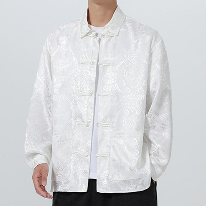 Buddha Stones Spring Jacquard Revers Langarm Herren Tang Anzug Froschknopfjacke mit Taschen - image 21