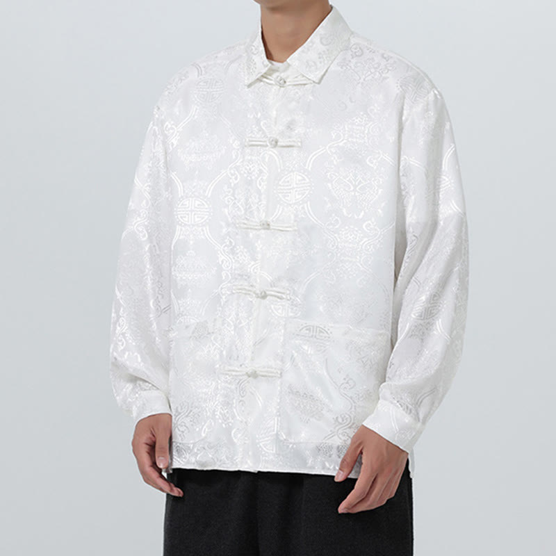 Buddha Stones Spring Jacquard Revers Langarm Herren Tang Anzug Froschknopfjacke mit Taschen - image 27