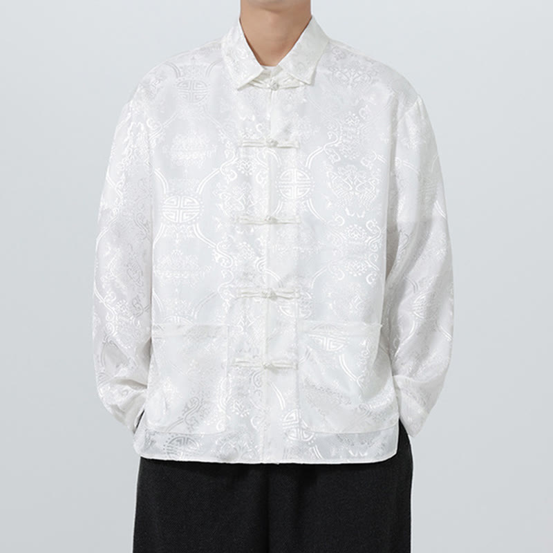 Buddha Stones Spring Jacquard Revers Langarm Herren Tang Anzug Froschknopfjacke mit Taschen - image 28