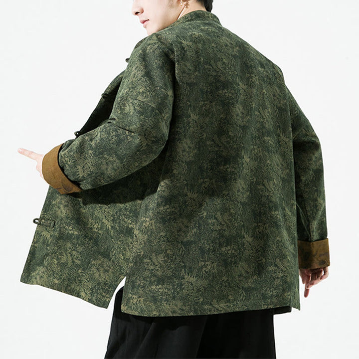 Herren-Baumwolljacke mit langem Ärmel, chinesischem Froschknopfverschluss und Frühlingsmuster mit Buddha Stones, bedruckt mit floralem Muster und chinesischen Froschknöpfen - image 7