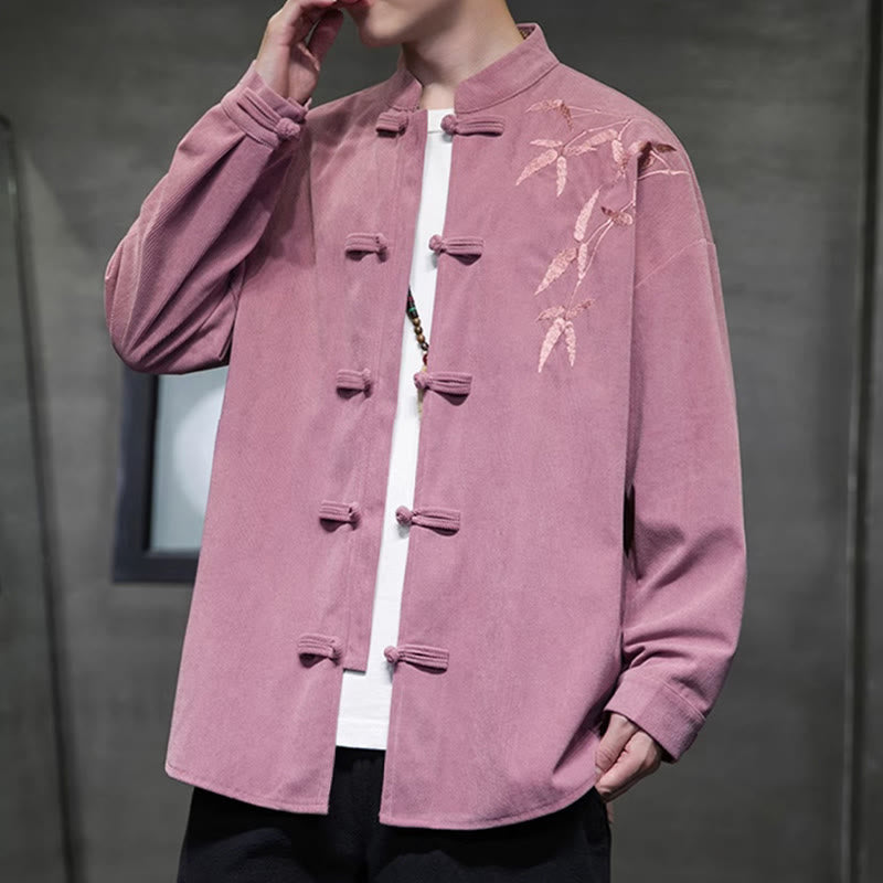 Buddha Stones Frühling Chinesische bestickte Bambus Herren Froschknopf Langarm Baumwollcord Jacke - image 21