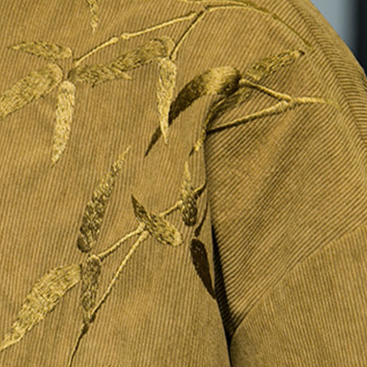 Buddha Stones Frühling Chinesische bestickte Bambus Herren Froschknopf Langarm Baumwollcord Jacke - image 16