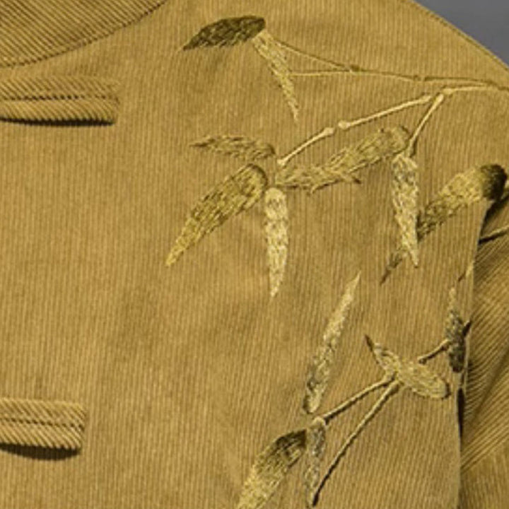 Buddha Stones Frühling Chinesische bestickte Bambus Herren Froschknopf Langarm Baumwollcord Jacke - image 15