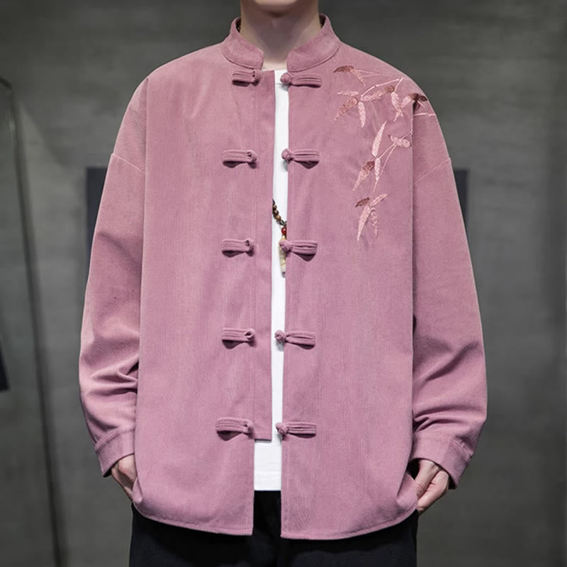 Buddha Stones Frühling Chinesische bestickte Bambus Herren Froschknopf Langarm Baumwollcord Jacke - image 19