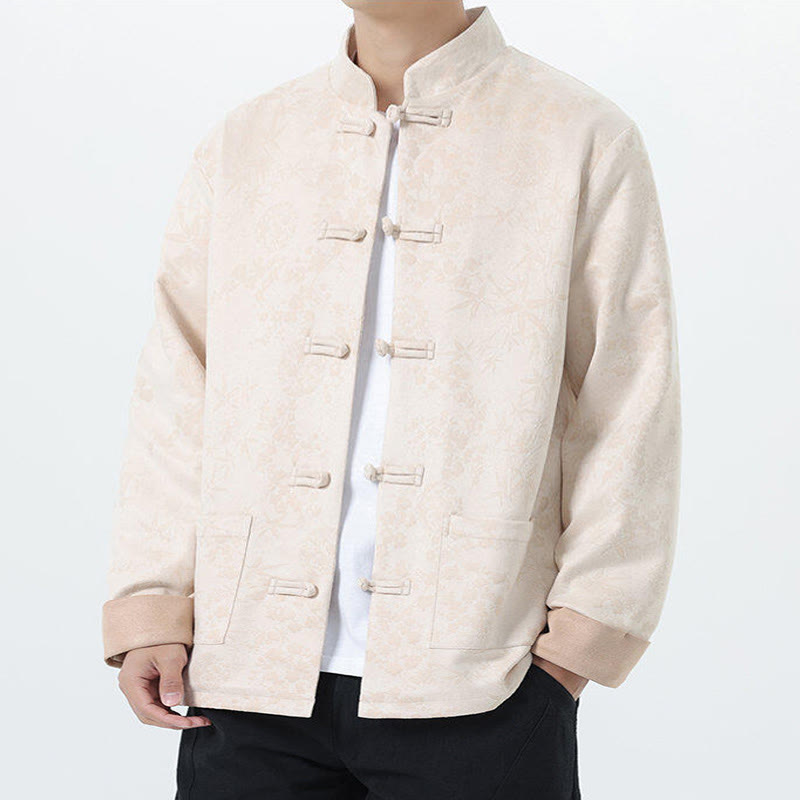 Buddha Stones Herbst Jacquard Bambus Froschknopf Langarm Herren Baumwolljacke mit Taschen - image 19