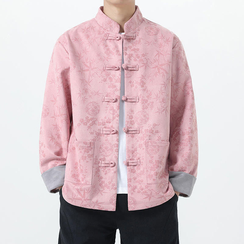 Buddha Stones Herbst Jacquard Bambus Froschknopf Langarm Herren Baumwolljacke mit Taschen - image 11