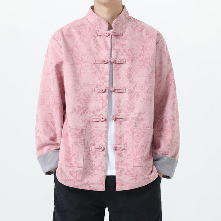 Buddha Stones Herbst Jacquard Bambus Froschknopf Langarm Herren Baumwolljacke mit Taschen - image 11