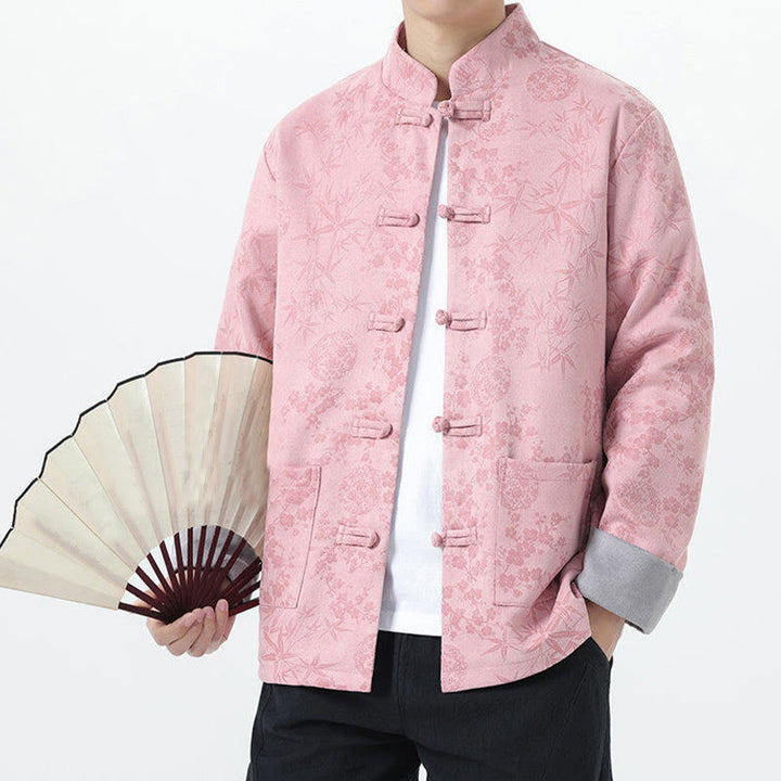 Buddha Stones Herbst Jacquard Bambus Froschknopf Langarm Herren Baumwolljacke mit Taschen - image 14