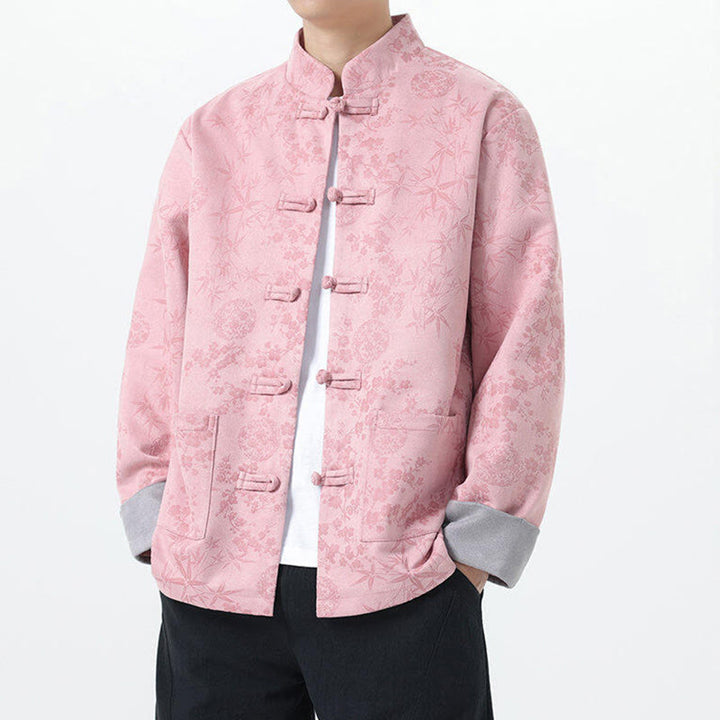 Buddha Stones Herbst Jacquard Bambus Froschknopf Langarm Herren Baumwolljacke mit Taschen - image 12