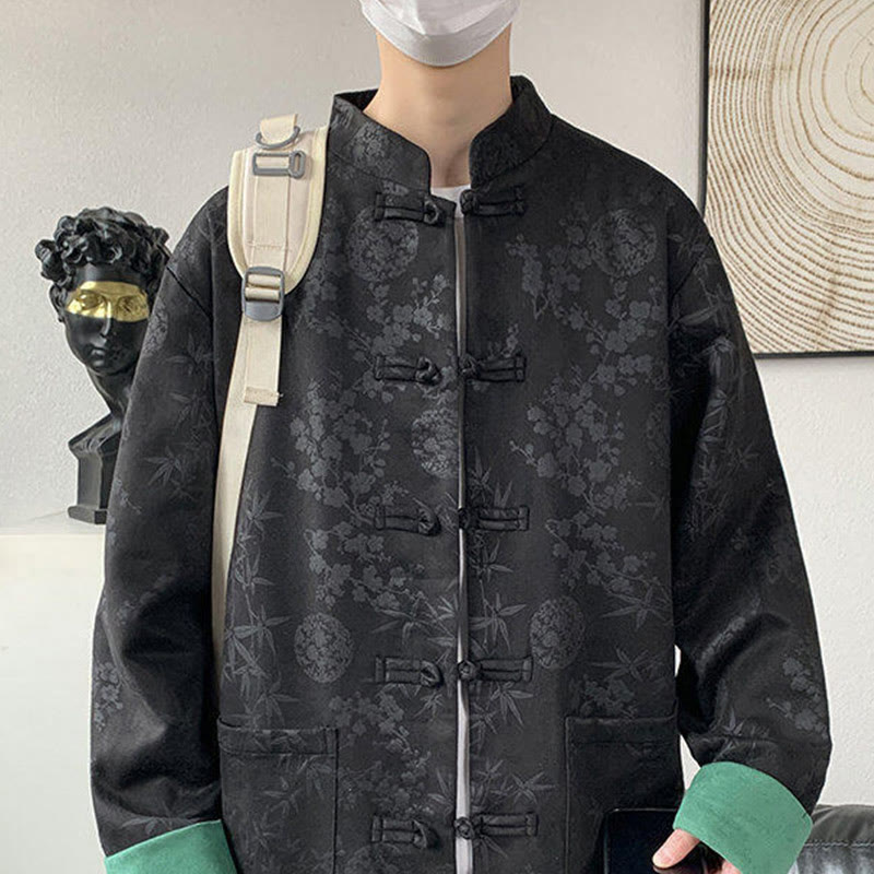 Buddha Stones Herbst Jacquard Bambus Froschknopf Langarm Herren Baumwolljacke mit Taschen - image 8