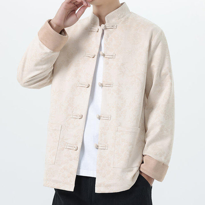 Buddha Stones Herbst Jacquard Bambus Froschknopf Langarm Herren Baumwolljacke mit Taschen - image 20