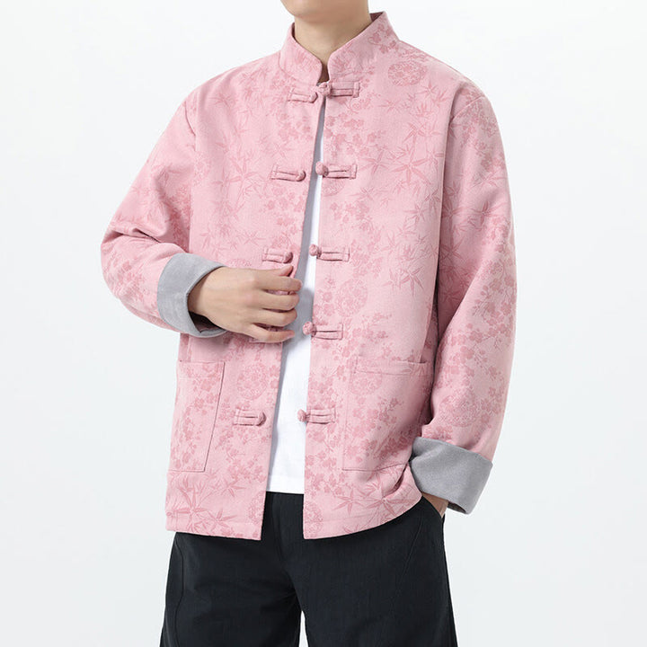 Buddha Stones Herbst Jacquard Bambus Froschknopf Langarm Herren Baumwolljacke mit Taschen - image 10