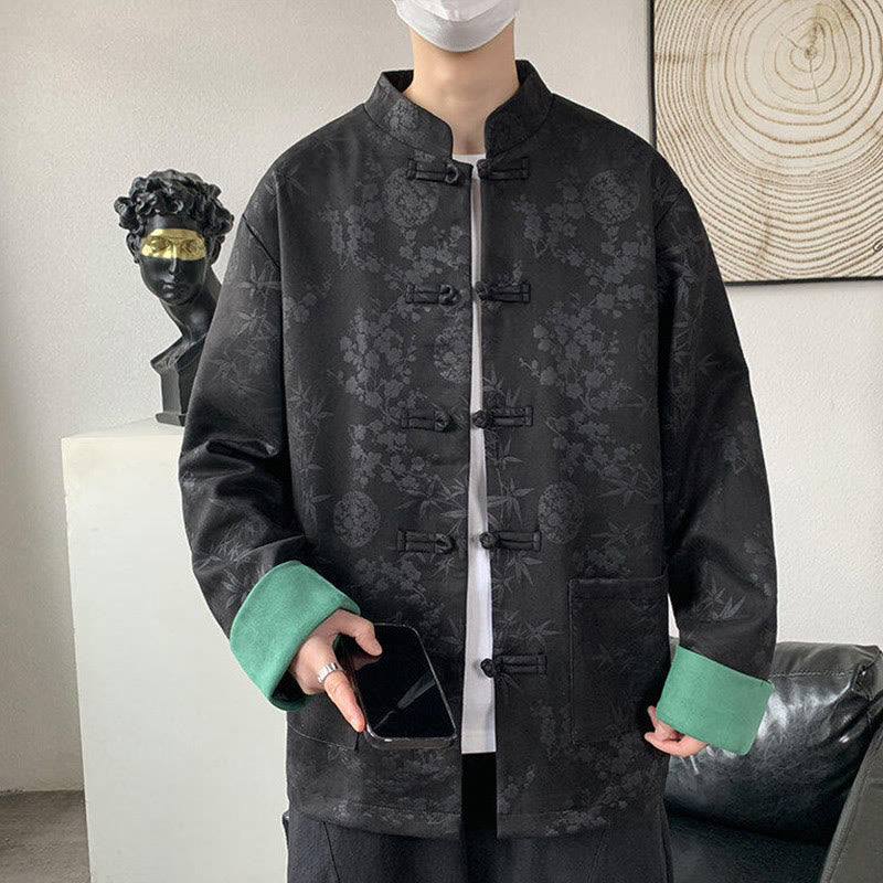 Buddha Stones Herbst Jacquard Bambus Froschknopf Langarm Herren Baumwolljacke mit Taschen - image 6